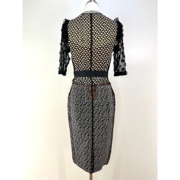 Anthropologie Beguile by Byron Lars Allusione Dress Black Lace Insert Sheath 6p - Picture 14 of 15